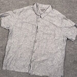 Eddie Bauer Short Sleeve Button Shirt Gray XXL 2X Hemp/Cotton Camp Lightweight